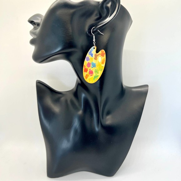 Paint Pallet Earrings - Art Teacher Earrings - Artist Earrings - Art Accessories - Picture 6 of 8